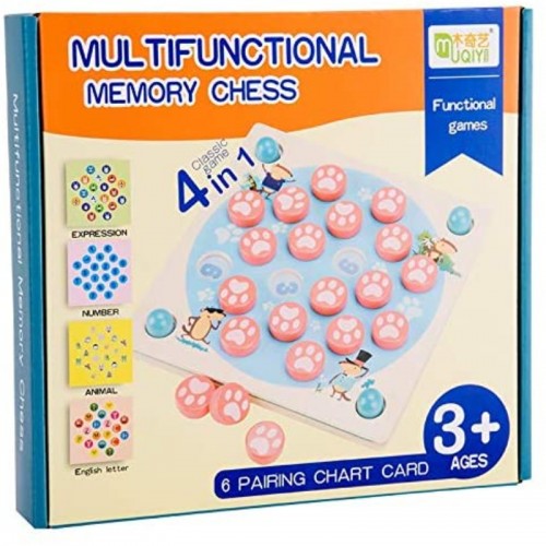 Wooden Memory Toy 4 in 1 Multifunctional  Chess Logical Thinking And Memory Training Family Game